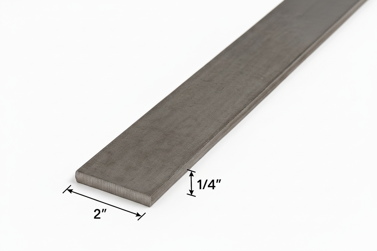 2 inch wide by 1/4 inch thick flat steel strip plate