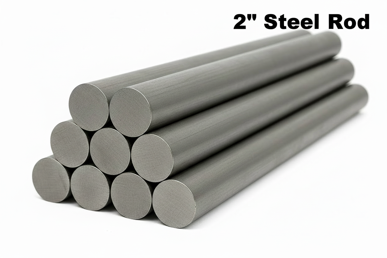 2" Solid Carbon Steel Round Bar - A36 Hot Rolled Steel Round Rod - Steel Metal Shaft - Two Inch Diameter Dowel Rod - Metal Stake -