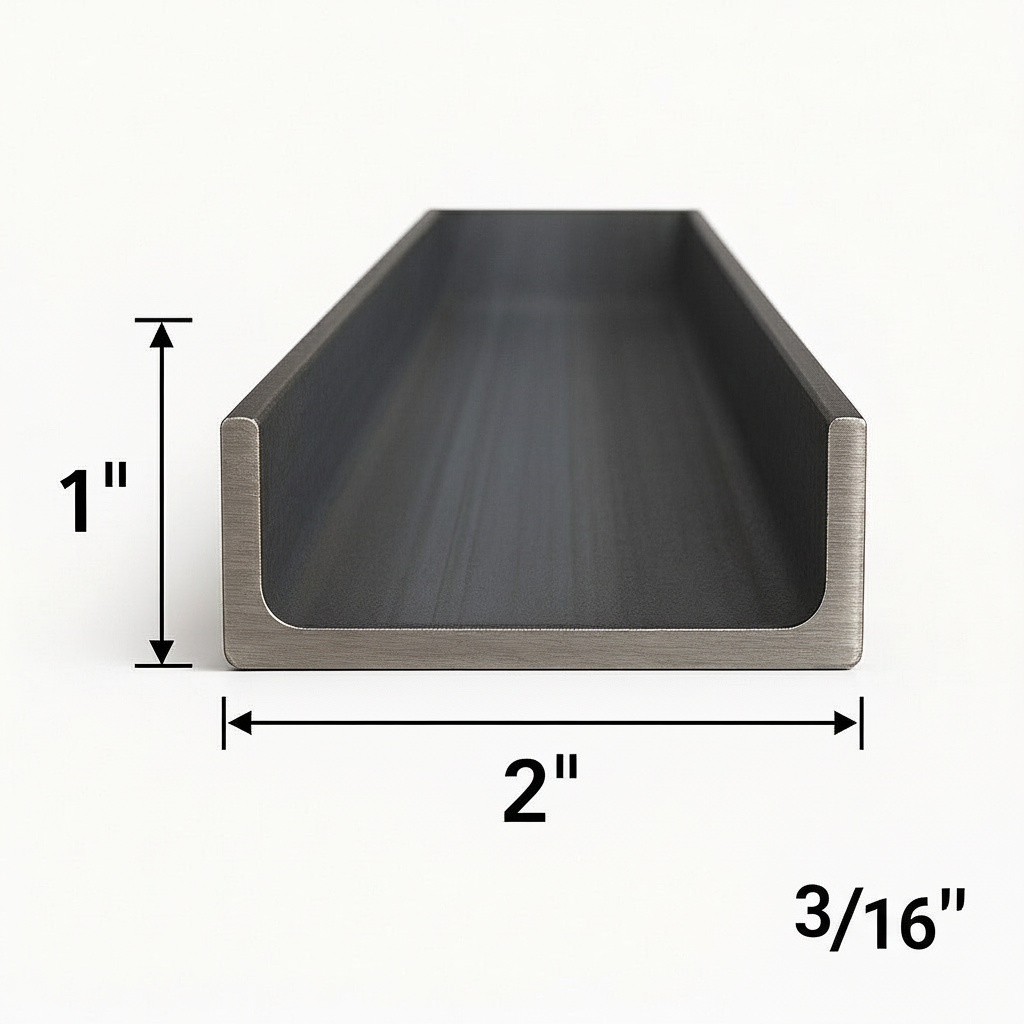 2” x 1” x 3/16” steel channel