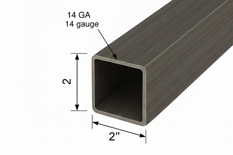 2” x 2” x 14ga HSS Tube Steel - A500 Carbon Steel - Square Metal Hollow Pipe - Square Tube for Structural Fabrication