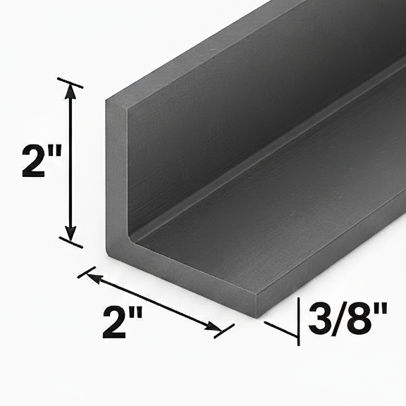 2” x 2” x 3/8” Steel Angle Iron A36 Hot Rolled Carbon Steel Angle Bracket 0.375” Trim Brace