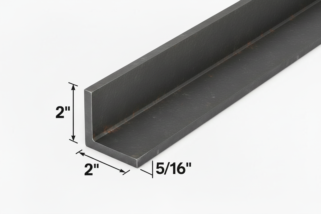 2” x 2” x 5/16” steel angle