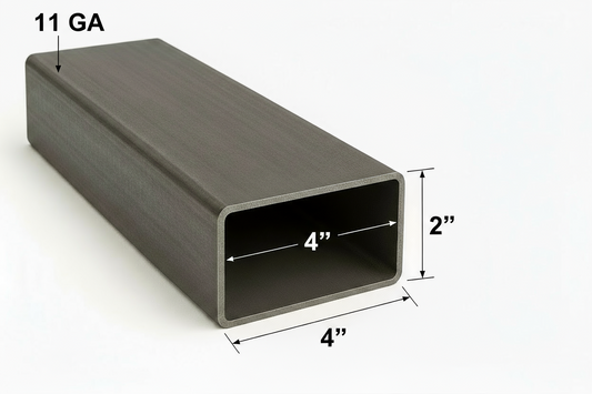 4” by 2” by 11 gauge rectangle steel tube