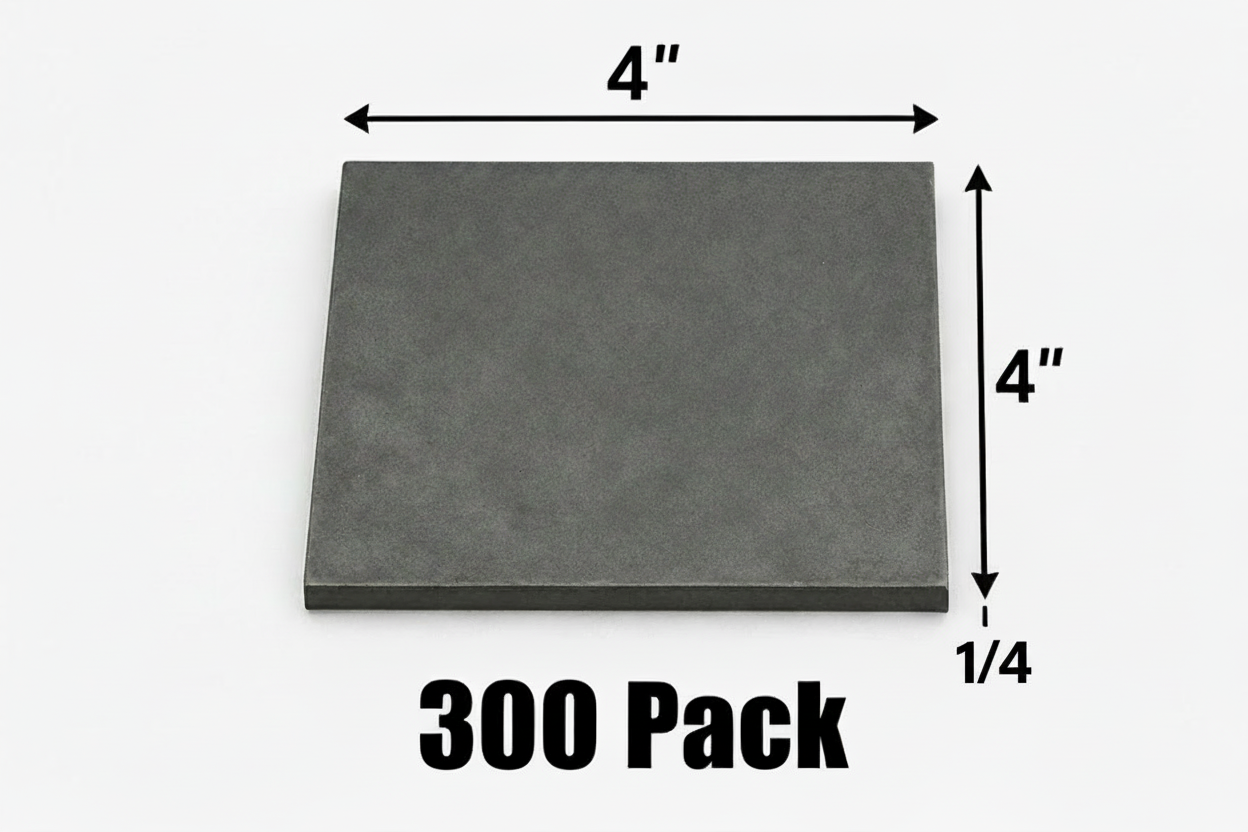 300 pack of 4” x 4” x 1/4” steel plate