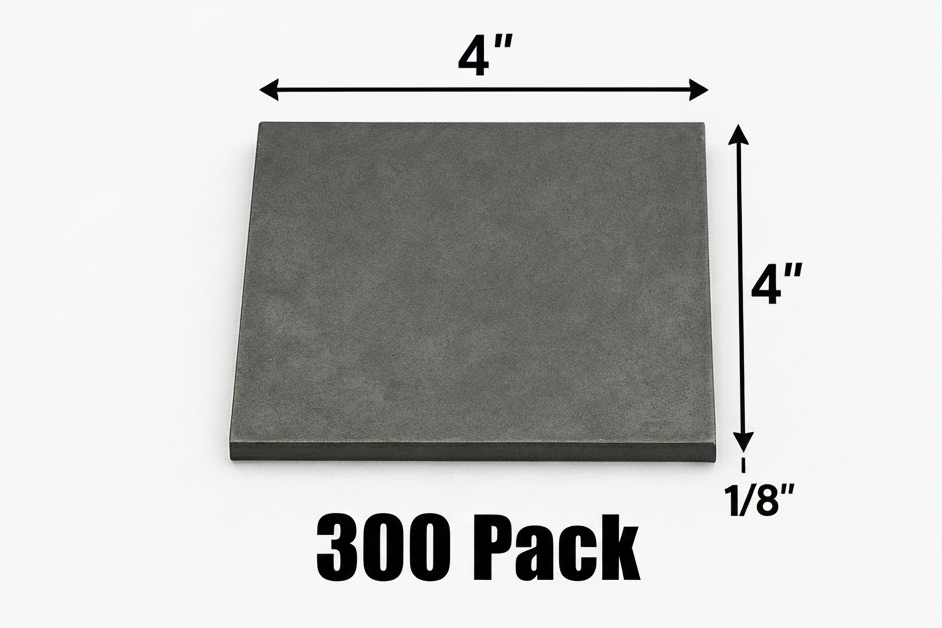 300 pack of 4“ x 4“ x 1/8“ thick steel 
