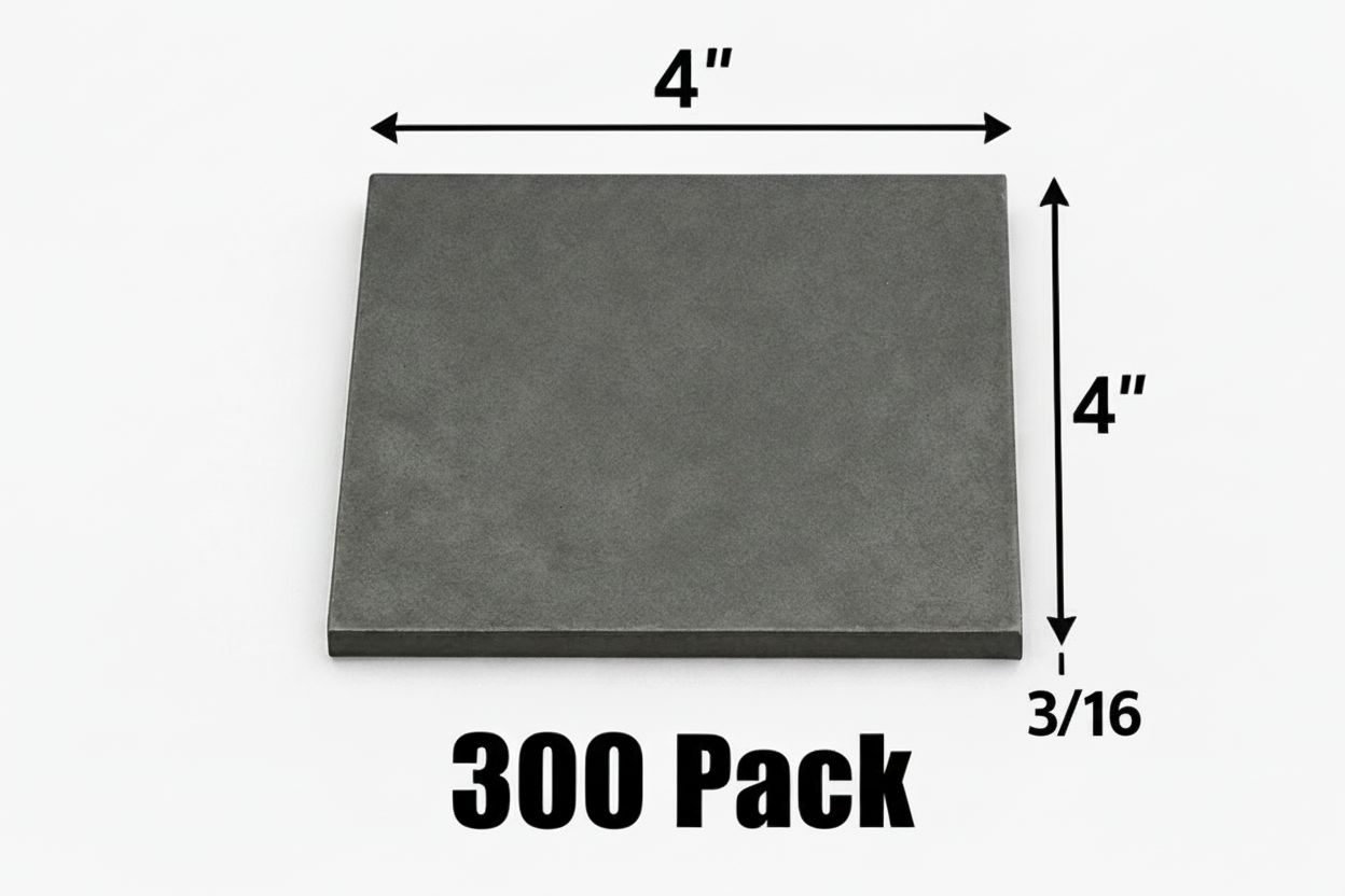 300 pack of 4“ x 4“ x 3/16“ steel plate