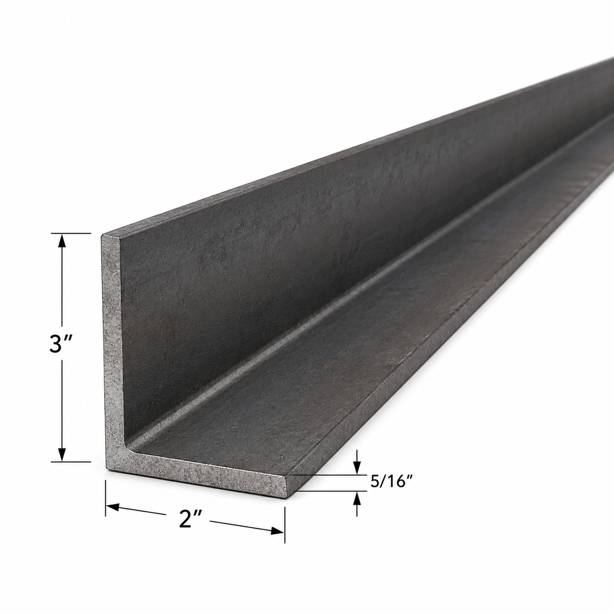 3” x 2” x 5/16” Steel Angle Iron A36 Hot Rolled Carbon Steel Angle Bracket 0.3125” Metal Trim Lintel Brace