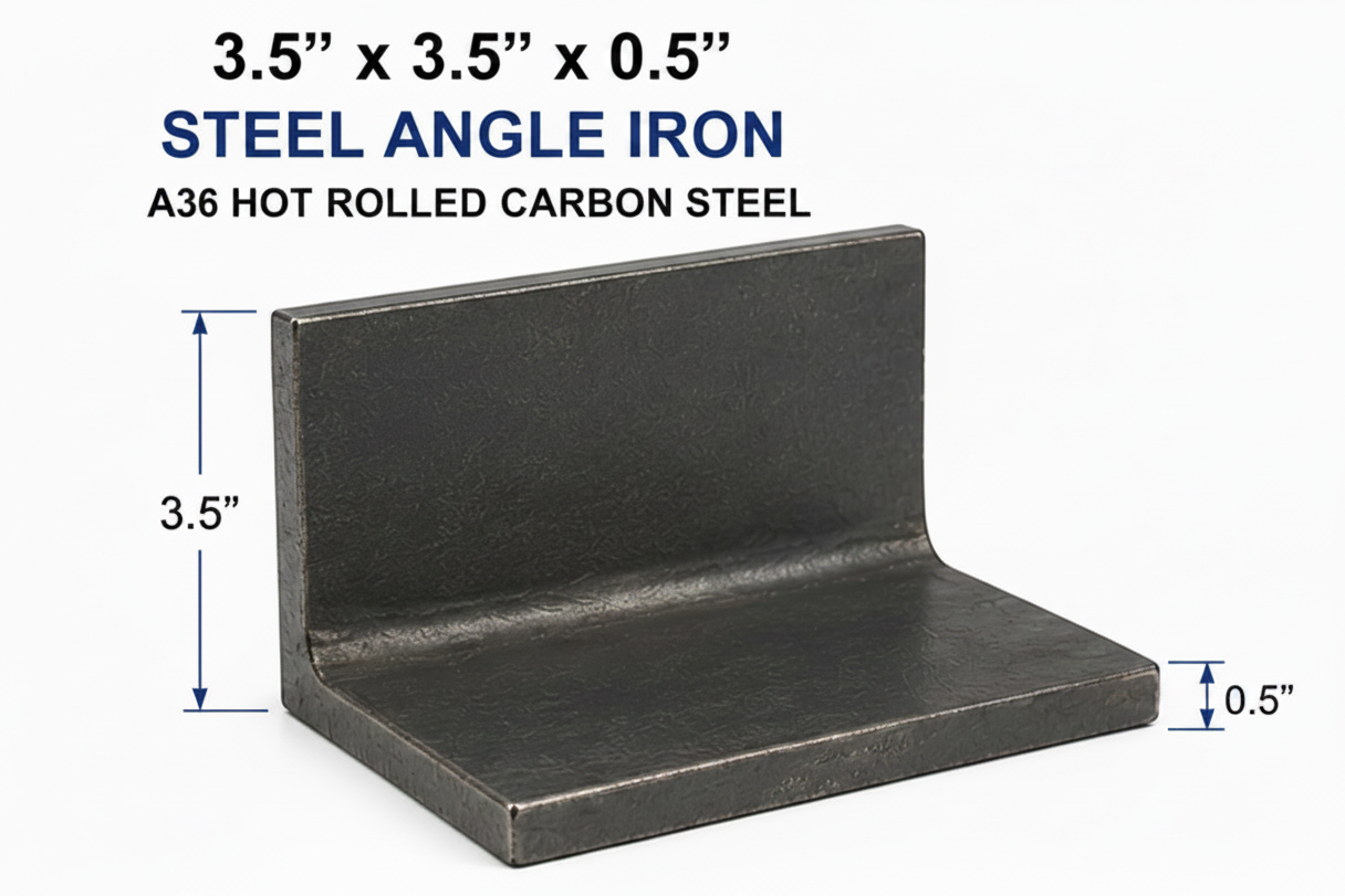 3 1/2“ x 3 1/2“ by half inch angle