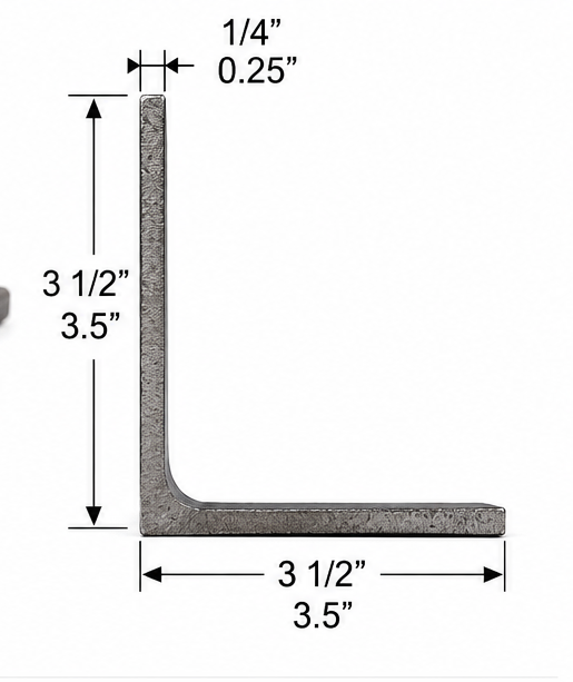 3 1/2 x 3 1/2 by quarter inch thick angle