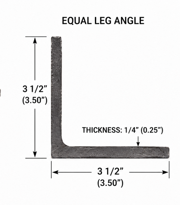 3 1/2“ x 3 1/2“ x 1/4“ steel angle lintel bracket