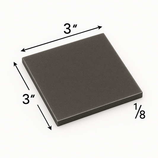 3 inch by 3 inch  by 1/8 inch steel shim plate welding coupon