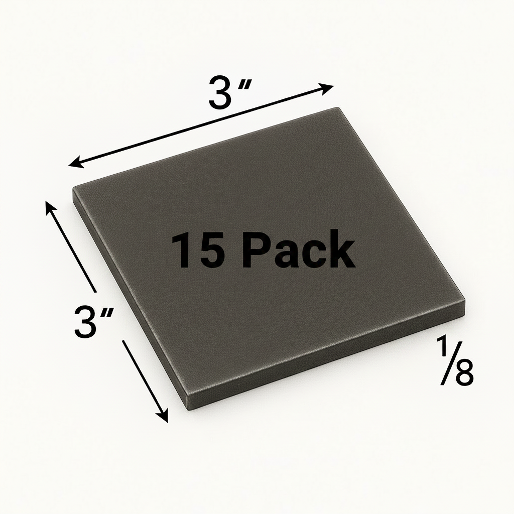 3 inch by 3 inch  by 1/8 inch steel shim plate welding coupon 15 pack