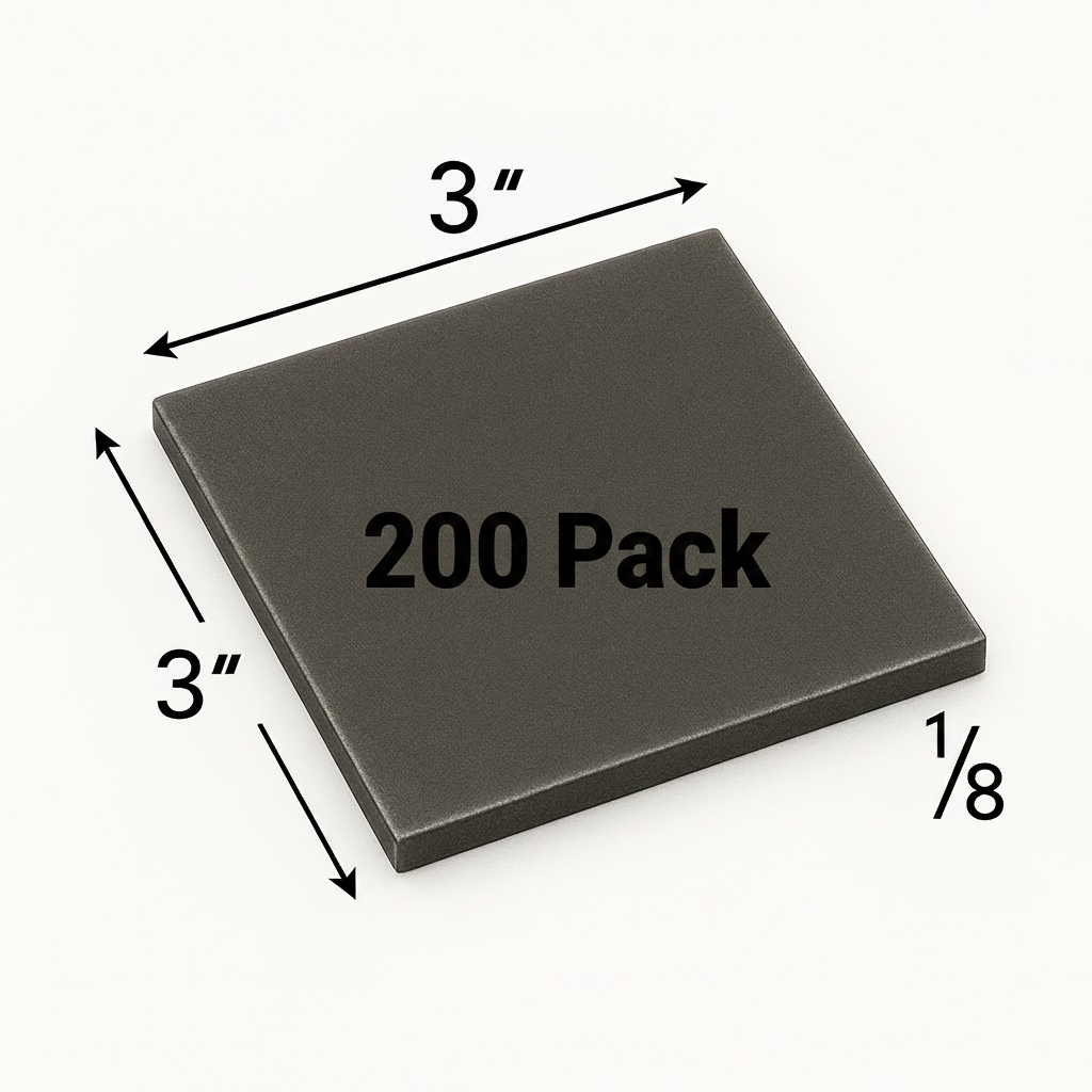 3 inch by 3 inch  by 1/8 inch steel shim plate welding coupon 200 pack