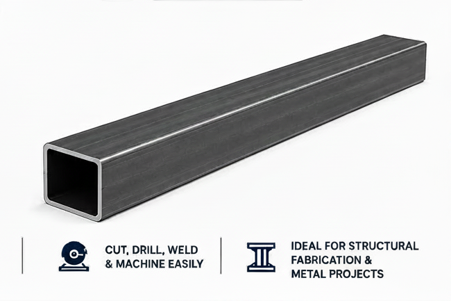 3x3x11ga HSS tube steel  and specifications on a white background