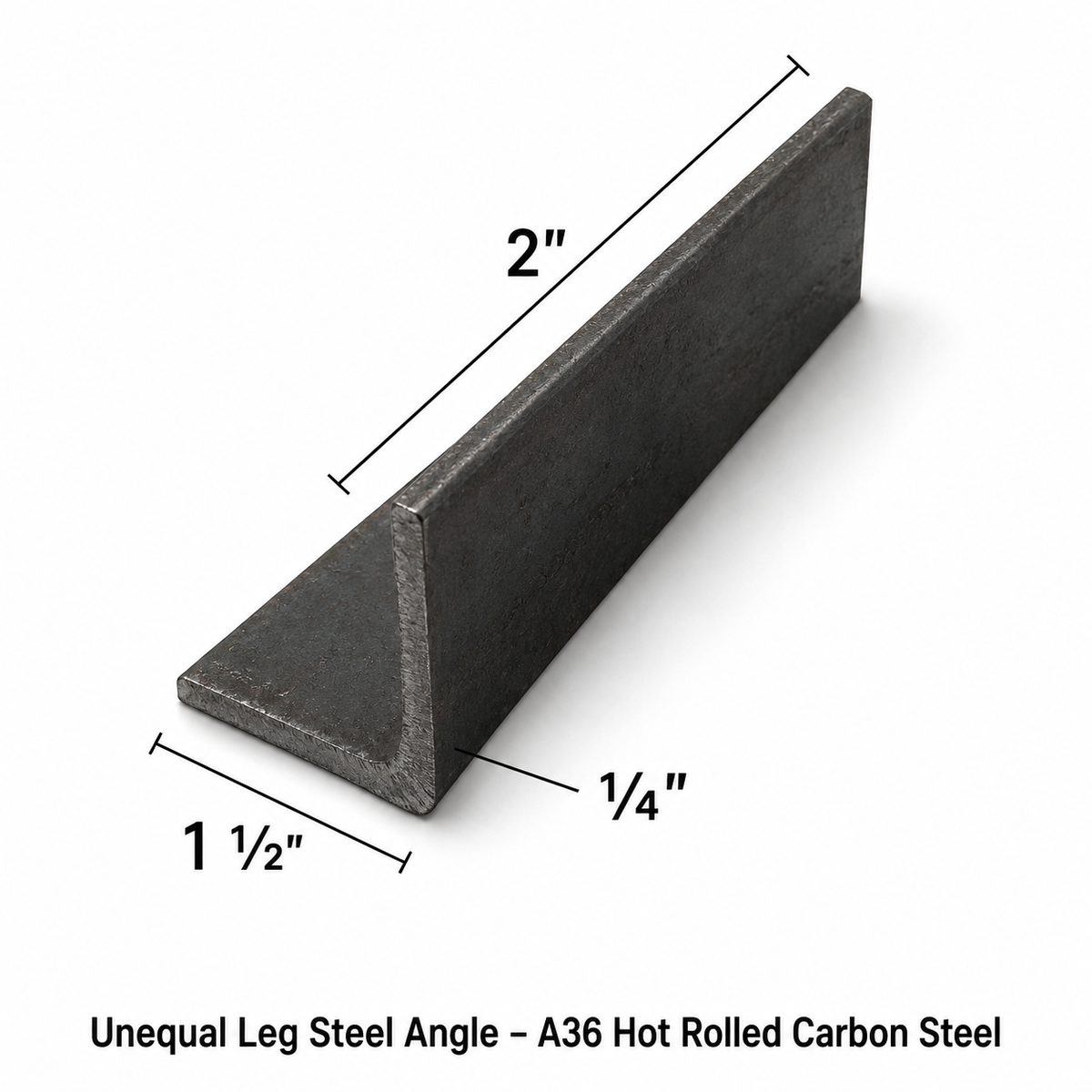 2” x 1 1/2” x 1/4” Steel Angle Iron A36 Hot Rolled Carbon Steel 2” x 1.5” x 0.25” Angle Bracket Metal Trim Brace
