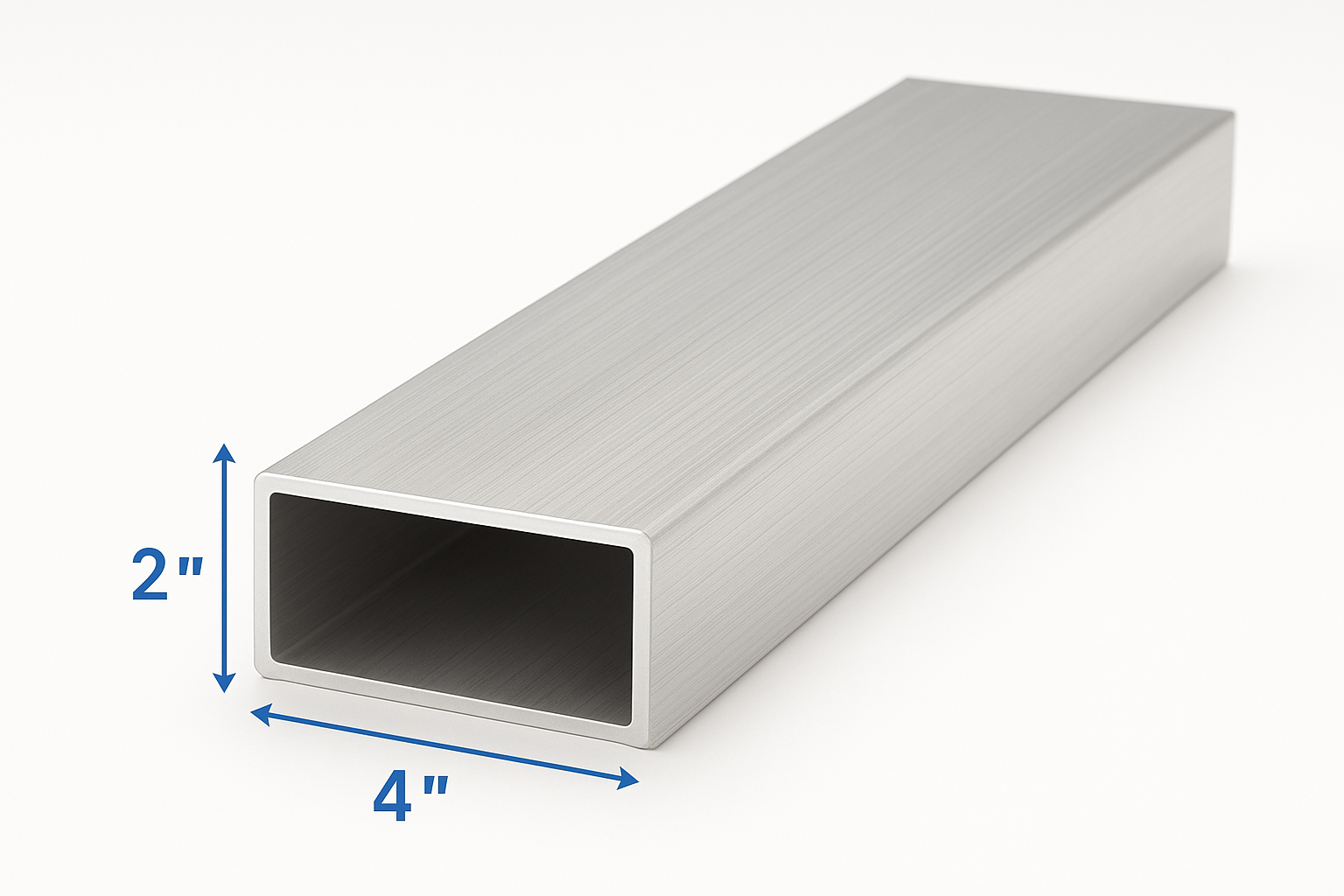 Two inch by four inch aluminum rectangle tube