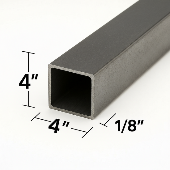 4” x 4” x 11ga HSS Tube Steel A500 Hot Rolled Carbon Steel 1/8” Square ...