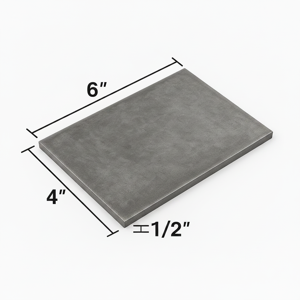 4” x 6” by half inch steel welding coupon plate