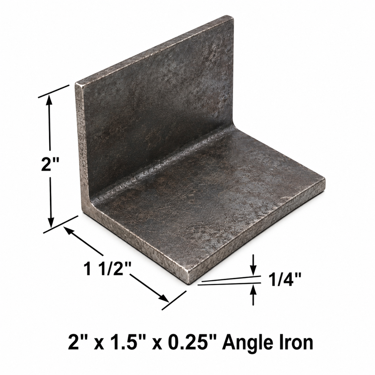 2” x 1 1/2” x 1/4” Steel Angle Iron A36 Hot Rolled Carbon Steel 2” x 1.5” x 0.25” Angle Bracket Metal Trim Brace