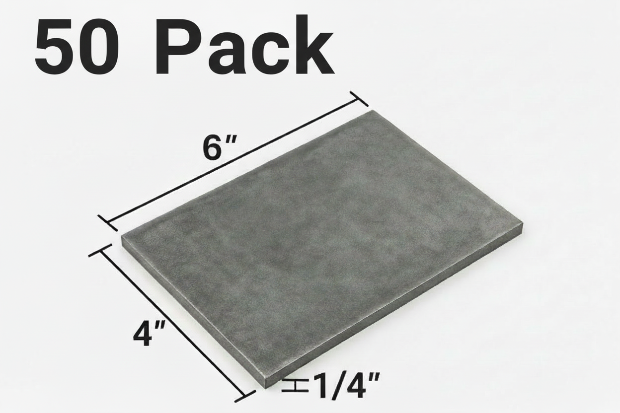 50 piece pack of steel 4” x 6” x 1/4” plates for welding practice 