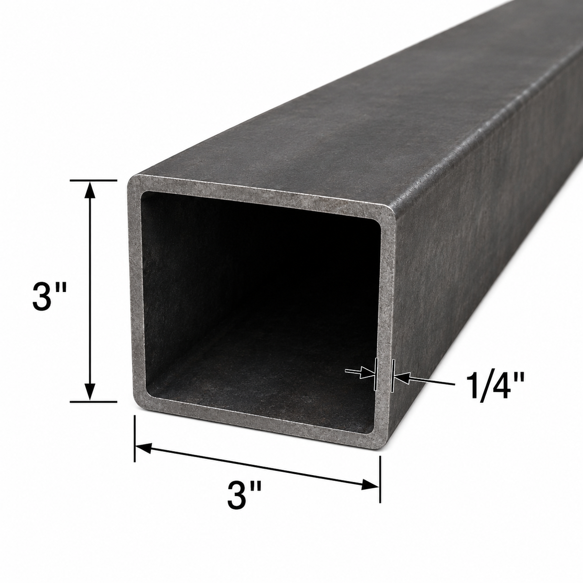 3” x 3” x 1/4” Tube Steel HSS A500 Carbon Steel Square Hollow Pipe Metal Tube 0.25” for Structural Fabrication