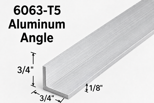6063 t5 Aluminum Angle with dimensions on a white background
