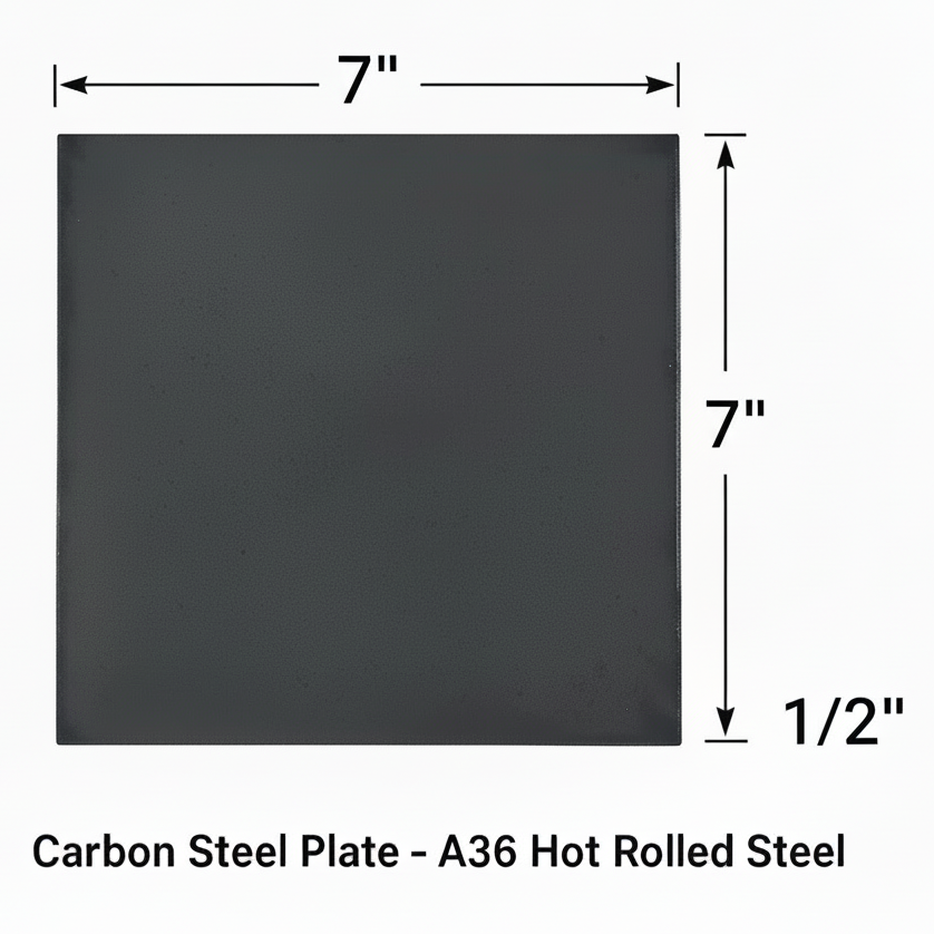 7” x 7” square steel plate 1/2” thick 