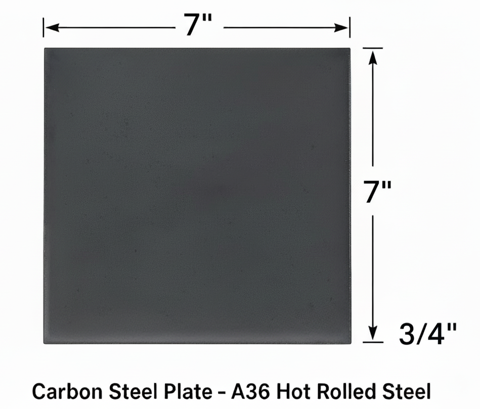 7” x 7” square steel plate 3/4” thick 