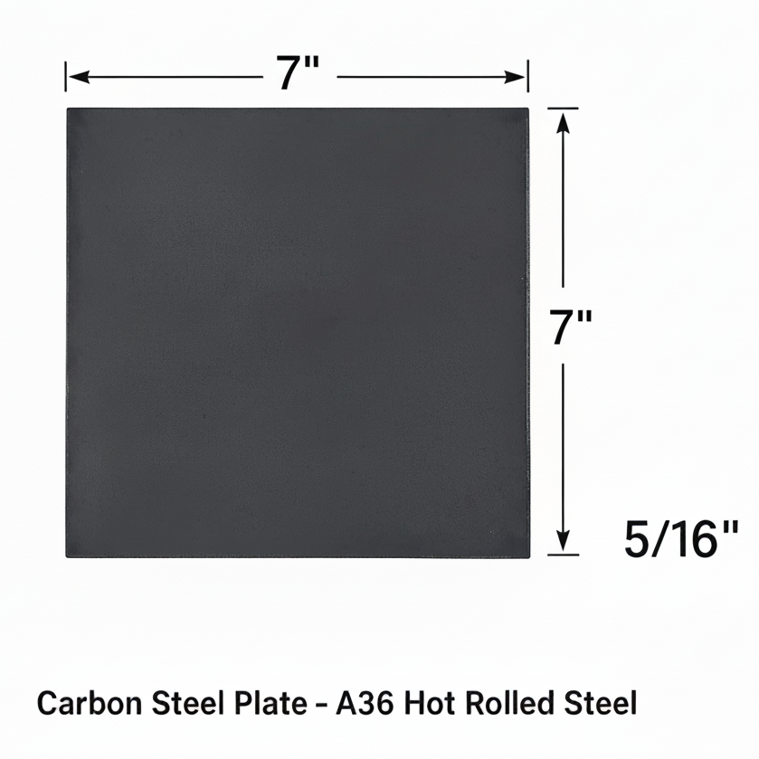 7” x 7” square steel plate 5/16” thick 