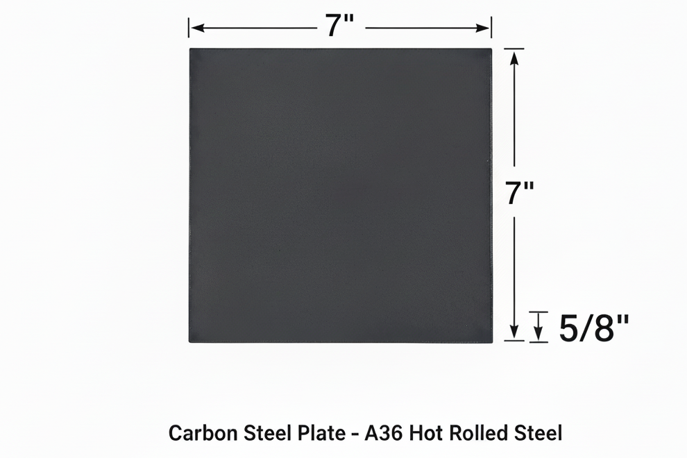 7” x 7” square steel plate 5/8” thick 