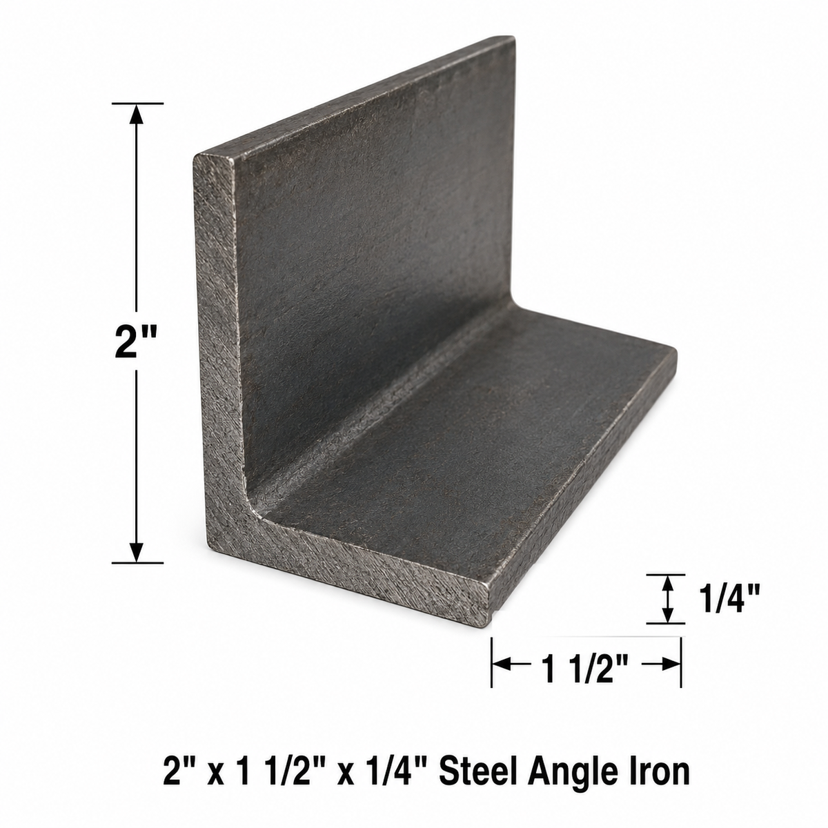 2” x 1 1/2” x 1/4” Steel Angle Iron A36 Hot Rolled Carbon Steel 2” x 1.5” x 0.25” Angle Bracket Metal Trim Brace