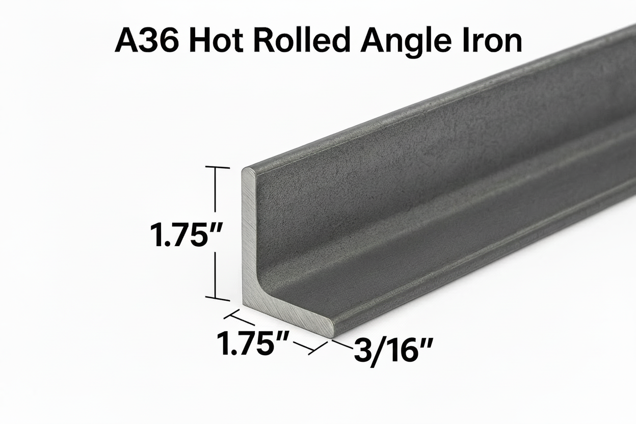 A36 hot rolled Steel angle iron 1.75" x 1.75" x 0.1875” 