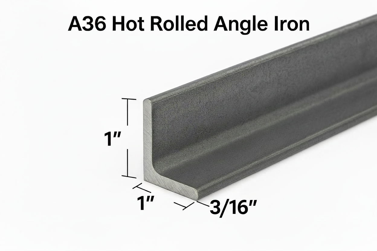 A36 hot rolled Steel angle iron 1" x 1" x 0.1875” 