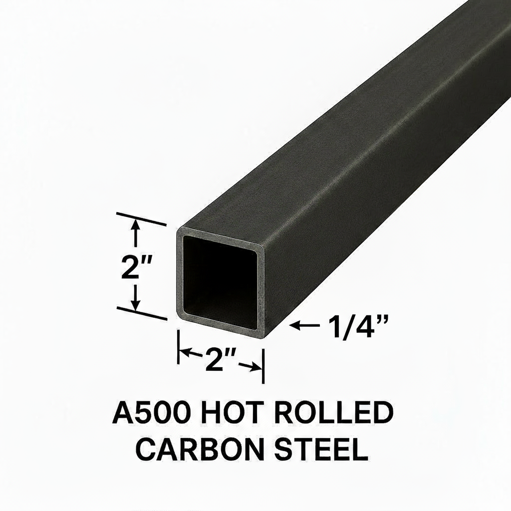 A500 hot rolled steel tube 2x2x1/4”