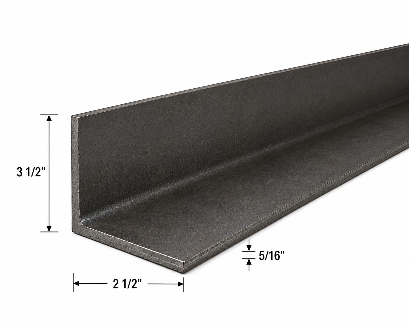 3 1/2” x 2 1/2” x 5/16” Steel Angle Iron Trim Bracket A36 Hot Rolled Carbon Steel Metal Lintel Brace