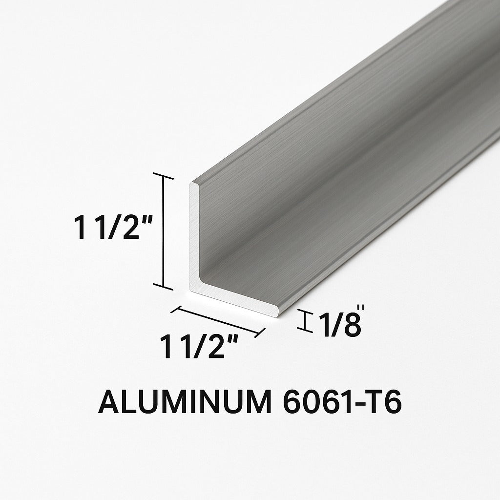1 1/2" x 1 1/2" x 1/8" Aluminum Angle - 6061-T6 Aluminum Bracket Trim - 1.5” x 1.5” x 1/8” Aluminum Brace Angle - L-Channel