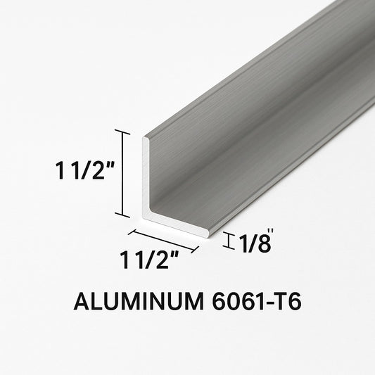 1 1/2" x 1 1/2" x 1/8" Aluminum Angle - 6061-T6 Aluminum Bracket Trim - 1.5” x 1.5” x 1/8” Aluminum Brace Angle - L-Channel