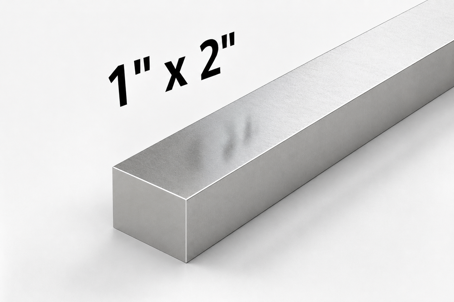 Aluminum 2” x 1” rectangular bar on a white background