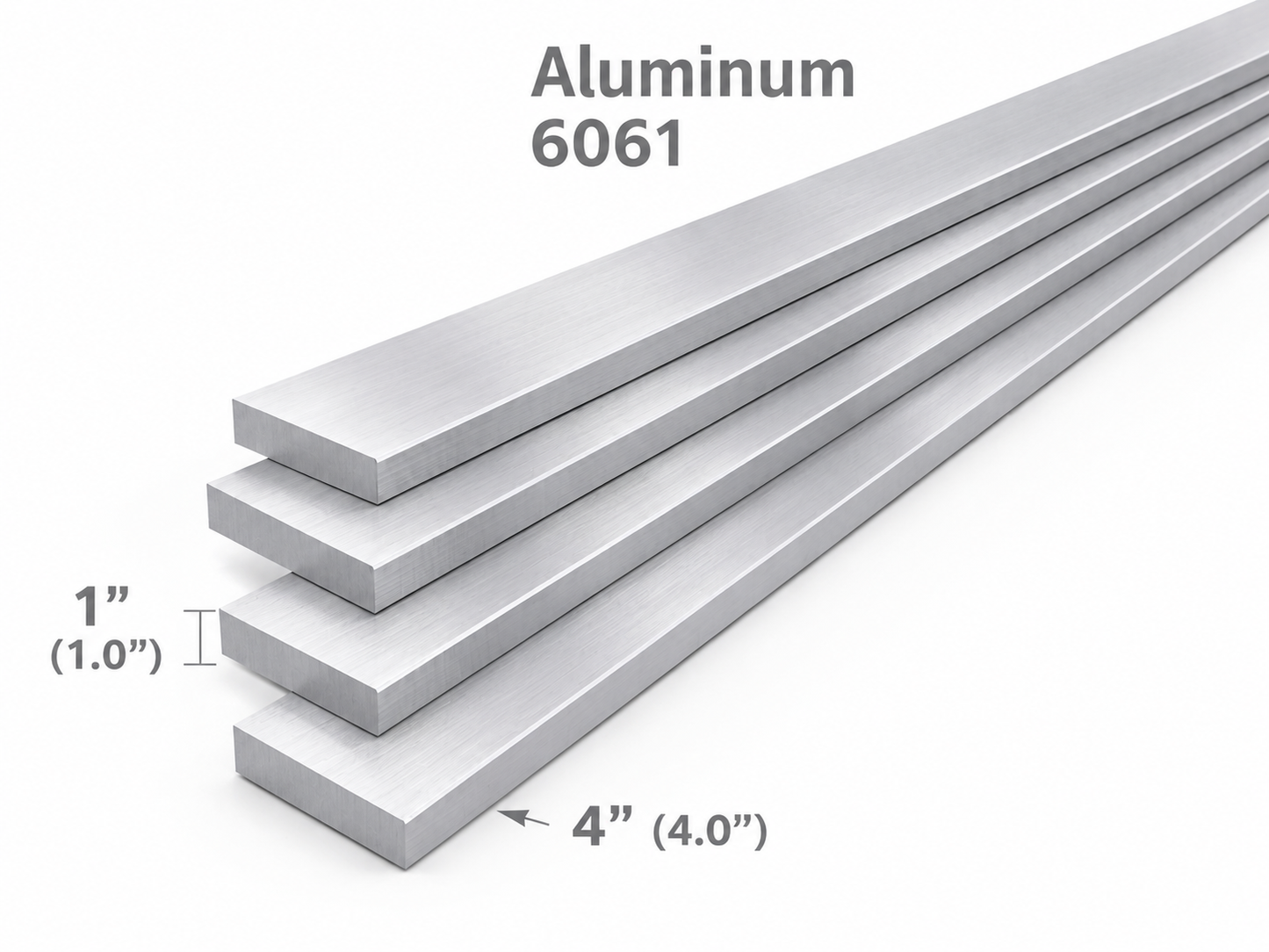 Aluminum flat bar that is 1 inch thick and 4 inches wide