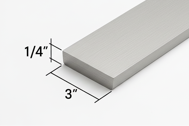 Aluminum bar 1/4” thick by 3” wide. 6061-T6 aluminum flat bar strip plate