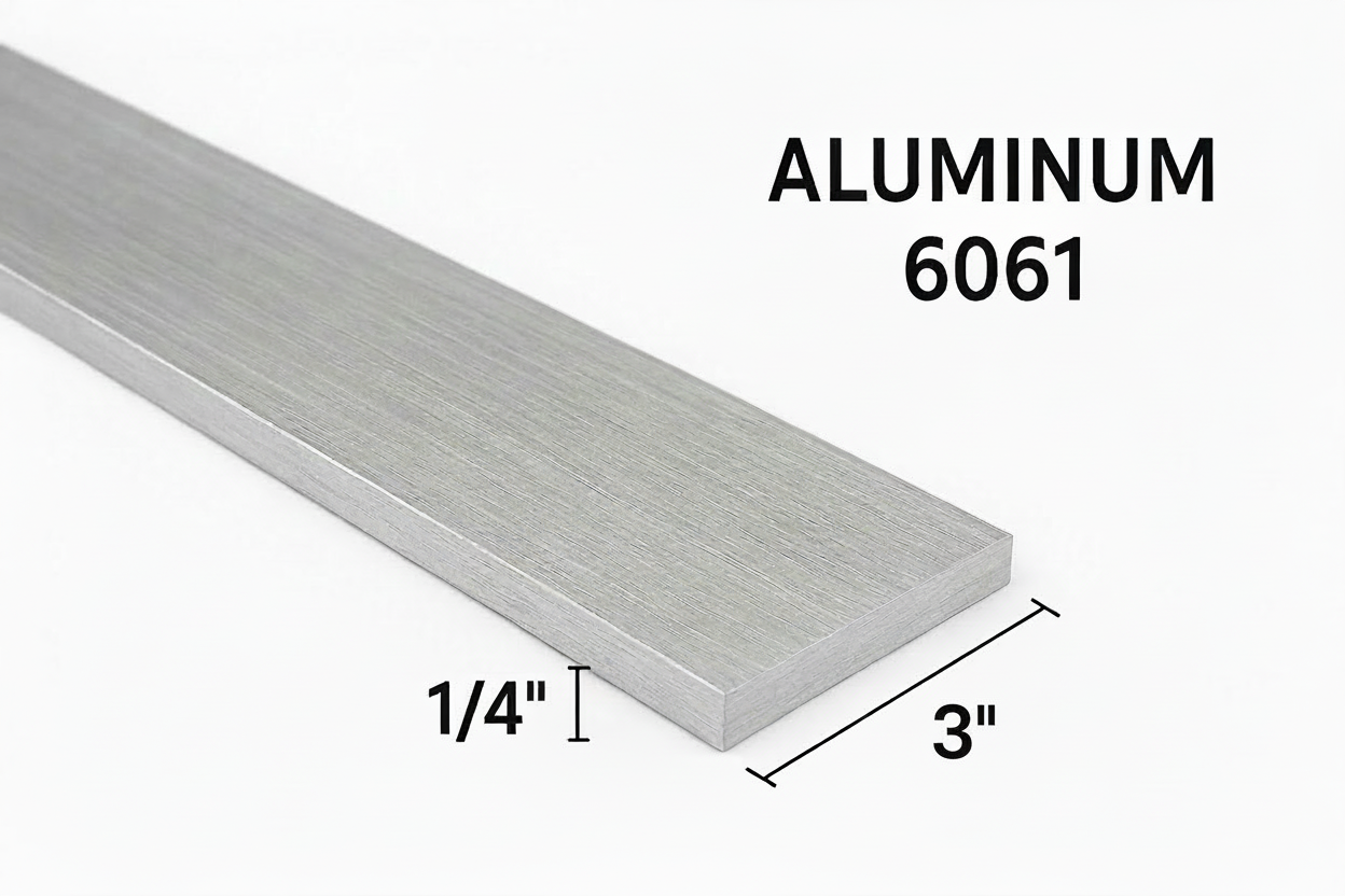 1/4” x 3” Aluminum Flat Bar Grade 6061-T6 Rectangle Flat Bar - Grade 6061 - 0.25” Aluminum Metal Strip Plate for Fabrication - Welding Practice Coupons