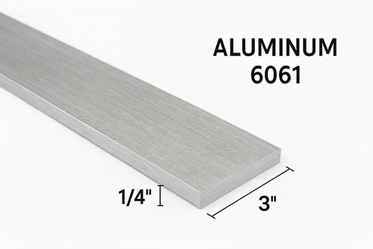 1/4” x 3” Aluminum Flat Bar Grade 6061-T6 Rectangle Flat Bar - Grade 6061 - 0.25” Aluminum Metal Strip Plate for Fabrication - Welding Practice Coupons