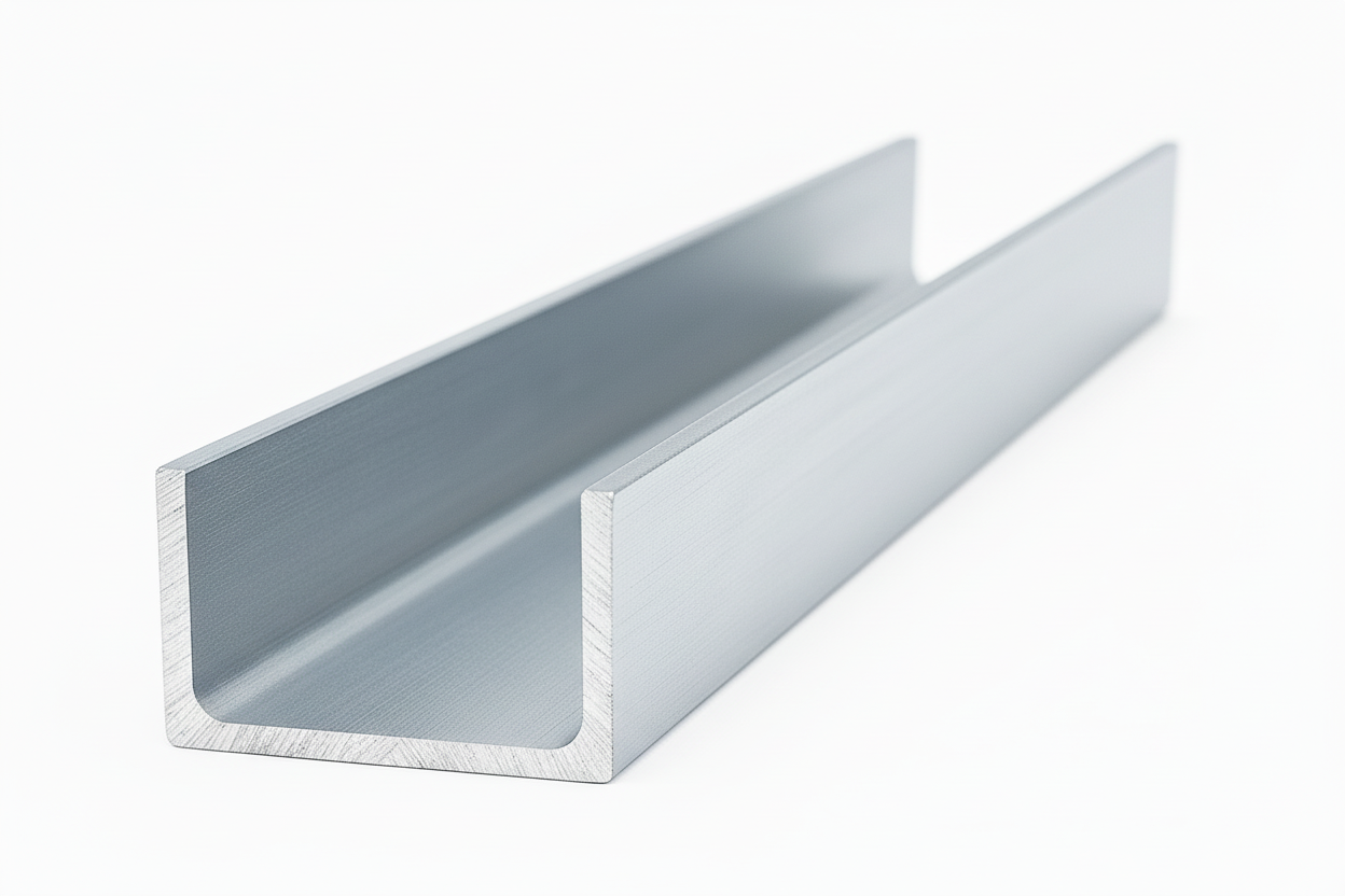 Aluminum channel on a white background