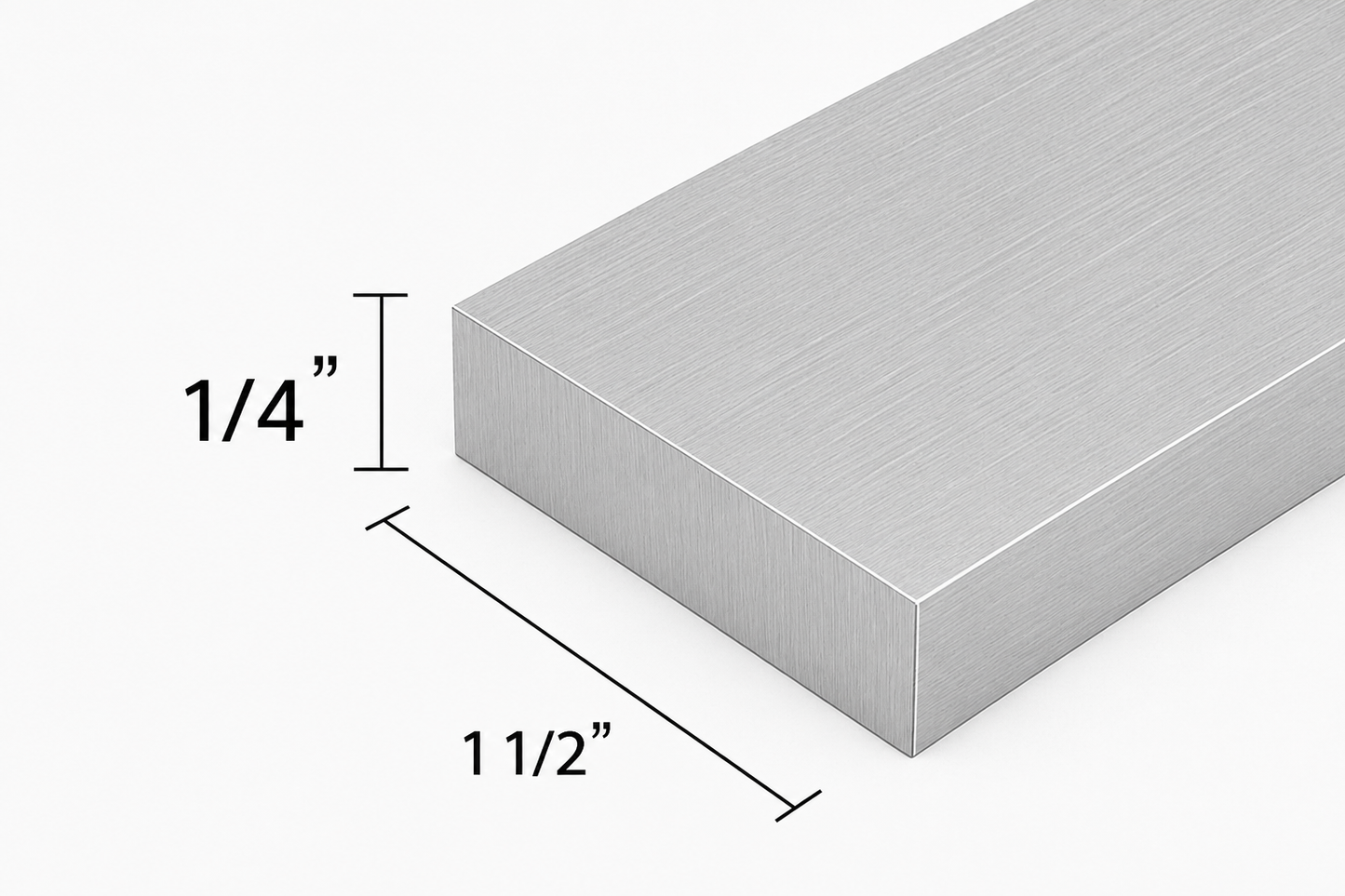 Aluminum flat bar and a white background