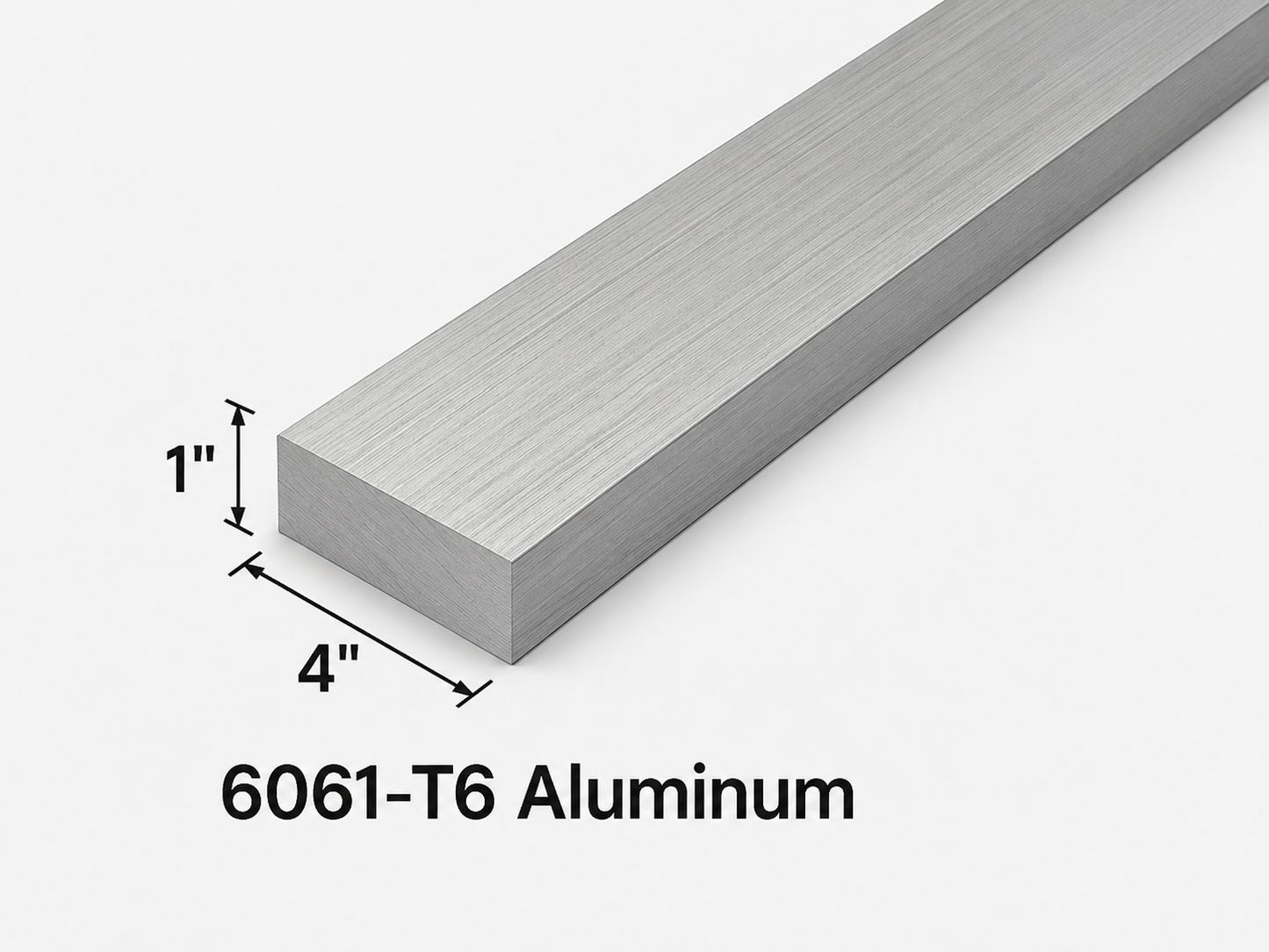 Aluminum flat bar section that is 1” thick by 4” wide