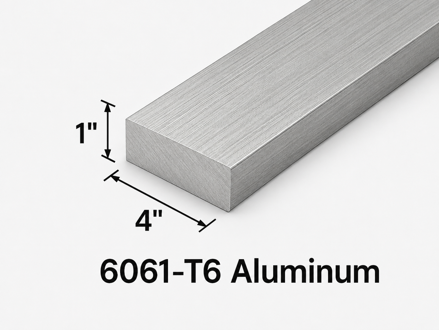 Aluminum flat bar that is 1 inch thick and 4 inches wide