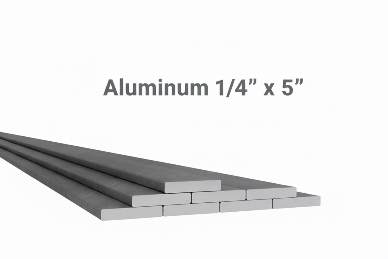 Aluminum flat bar that is a quarter inch thick and 5 inches wide