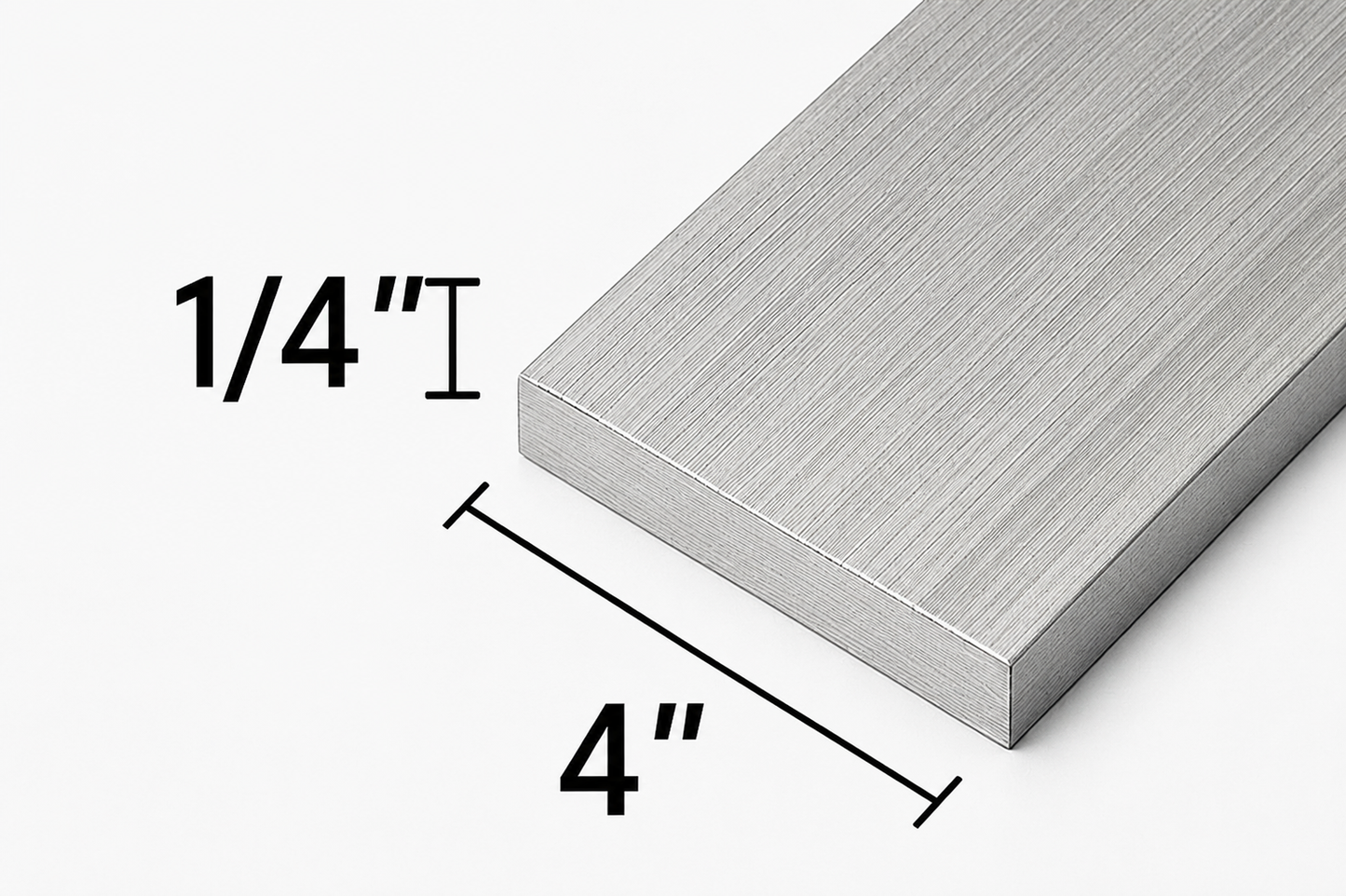 Aluminum flat bar that is 1/4 inch thick and 4 inches wide