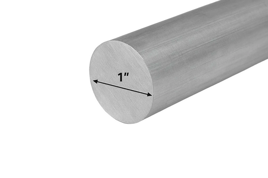 Aluminum round bar with dimensions on a white background