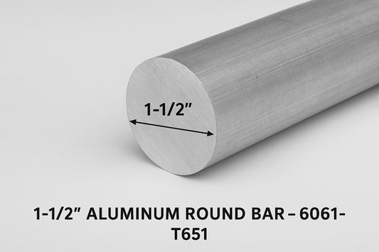 1-1/2″ Aluminum Round Bar 6061-T651  - 1.5" Solid Rod, Shaft, Round Stock, Aluminum Alloy Bar